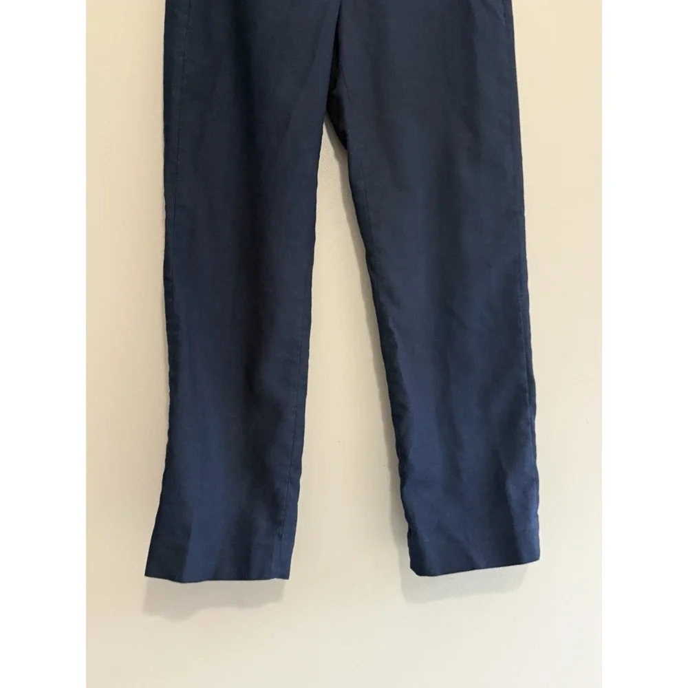 J. Crew Kate Linen Blend‎ Pants Trousers Straight Career Navy Blue Nautical Sz 2 - Picture 3 of 16